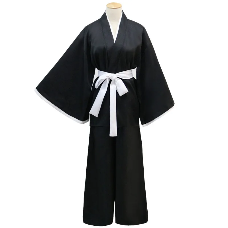Мода для мужчин и женщин унисекс Аниме Bleach косплей одежда черное Шинигами кимоно с мотивом смерти карнавал Disfraces костюмы на Хэллоуин