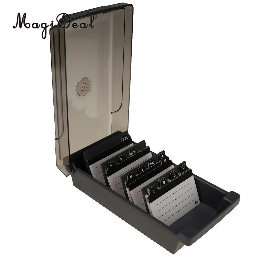 Large Capacity Business Card Holder Box Business Card File Card Storage Box Organizer Index Card Storage Box 4 Divider Board