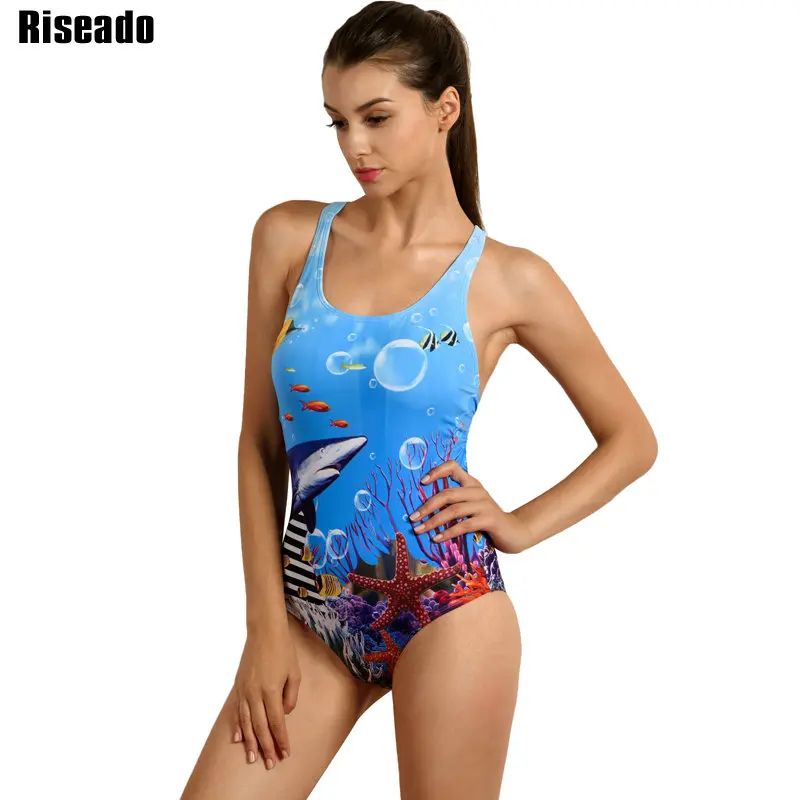 Image 2016 New One piece Suits Sport Swimwear Swimsuit Women Sexy Printing Backless Swimming Beachwear