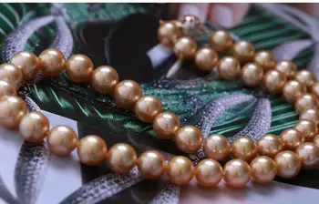 

classic round 11-12MM SOUTH SEA GOLD PEARL NECKLACE18INCH 14k/20