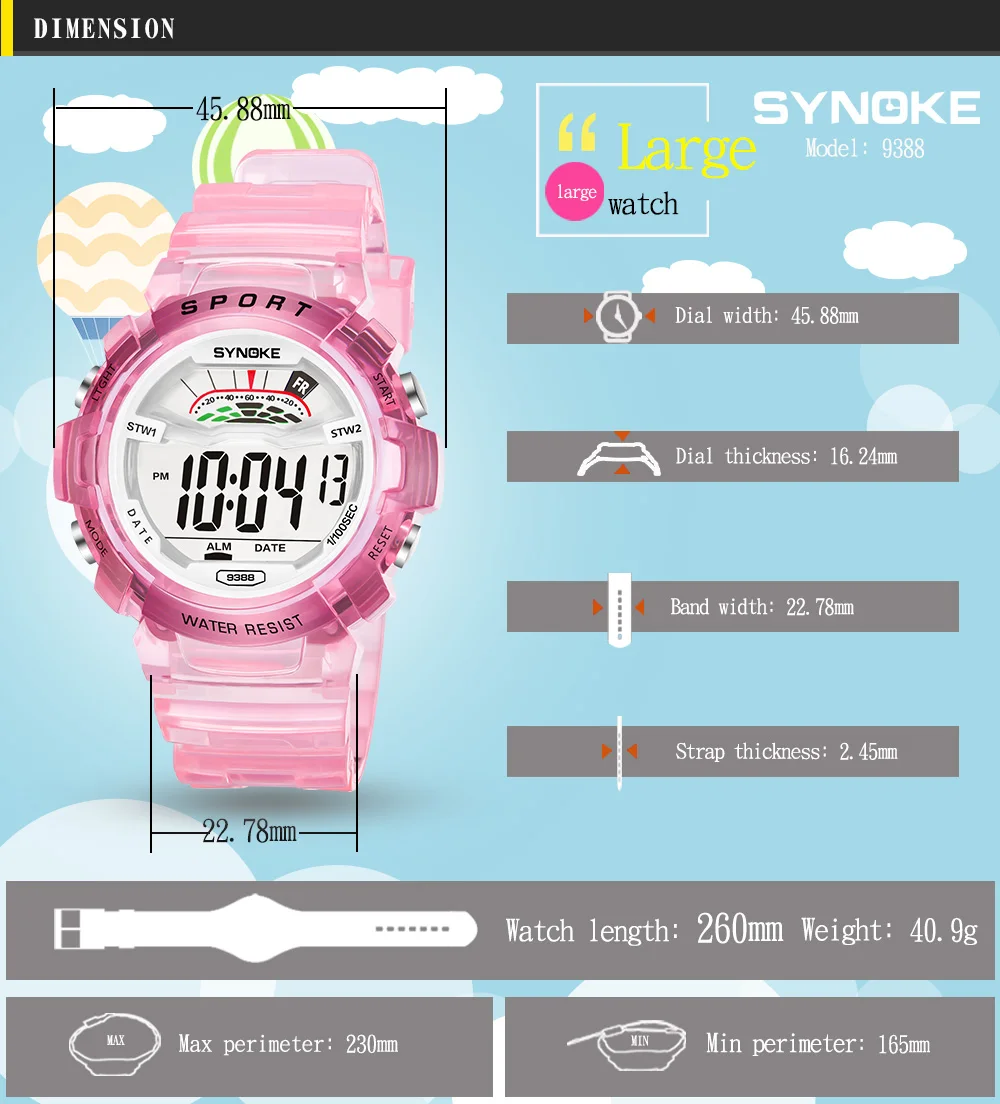 Synoke Новый цифровой дети смотрят дети Часы Обувь для девочек Обувь для мальчиков часы детские спортивные наручные часы цифровые часы для