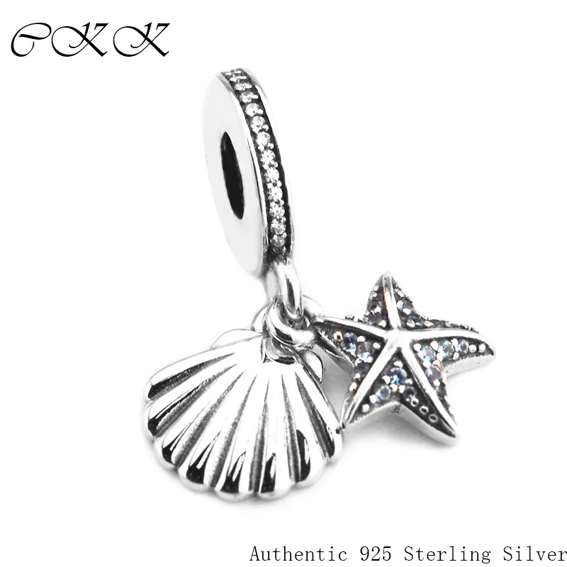 

Fit Pandora Charms Bracelets & Necklace Diy Tropical Starfish Sea Shell 100% 925 Sterling Silver Frosty Mint Charm Pendant PF577