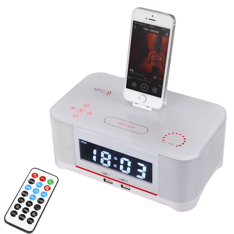 Hot A8 Touch Radio Alarm Clock Bluetooth Speaker with docking System