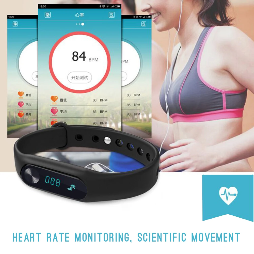 Smart Bracelet M2 Waterproof Sports Wristband With Heart Rate Monitor Fitness Tracker Band Watch for Xiaomi Phone Smartband
