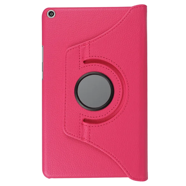 360 градусов вращающийся из искусственной кожи чехол для huawei MediaPad T3 8,0 Стенд Крышка для huawei Медиа Pad KOB-L09 KOB-W09 8 дюймов планшет - Цвет: Розово-красный