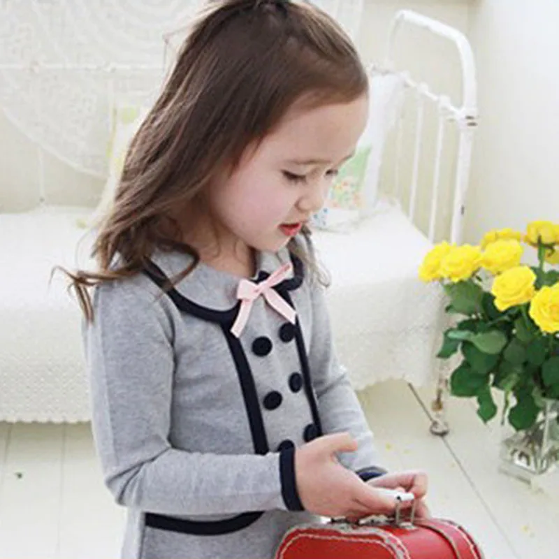 

New Fall Springborn Long Sleeve Coat Kids Girl Outwear Dress Baby Fall Tops korean kids wear