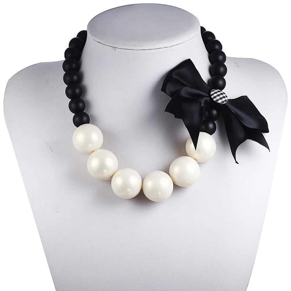 Женское Ожерелье с искусственным жемчугом, ожерелье с подвеской и бусинами, цепочка с бантом, ожерелье для женщин, ювелирное изделие SP041