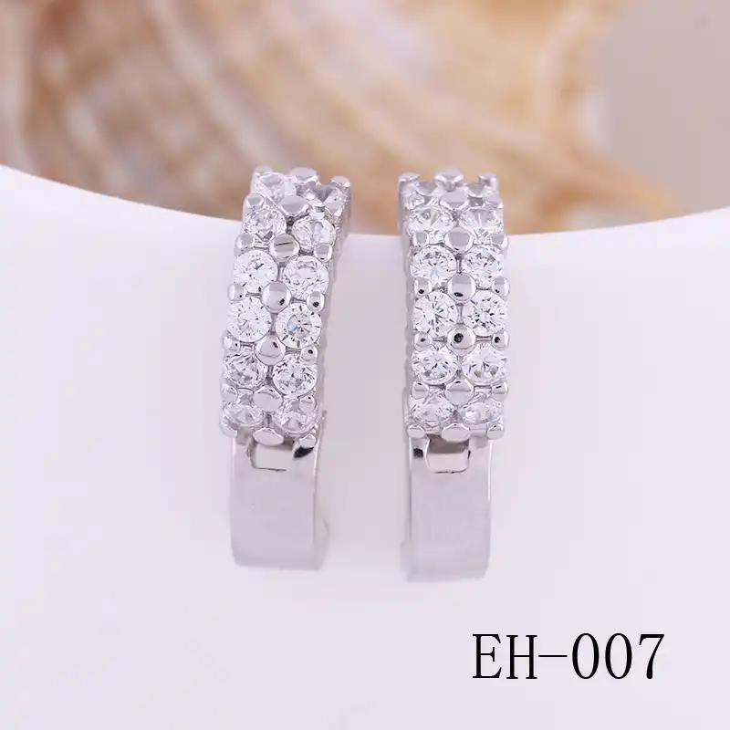 2017 Бесплатная доставка Jewelry Для женщин ювелирных изделий микро серия Han серебряный орнамент с двойной ряд циркон серьги Для женщин уха клип