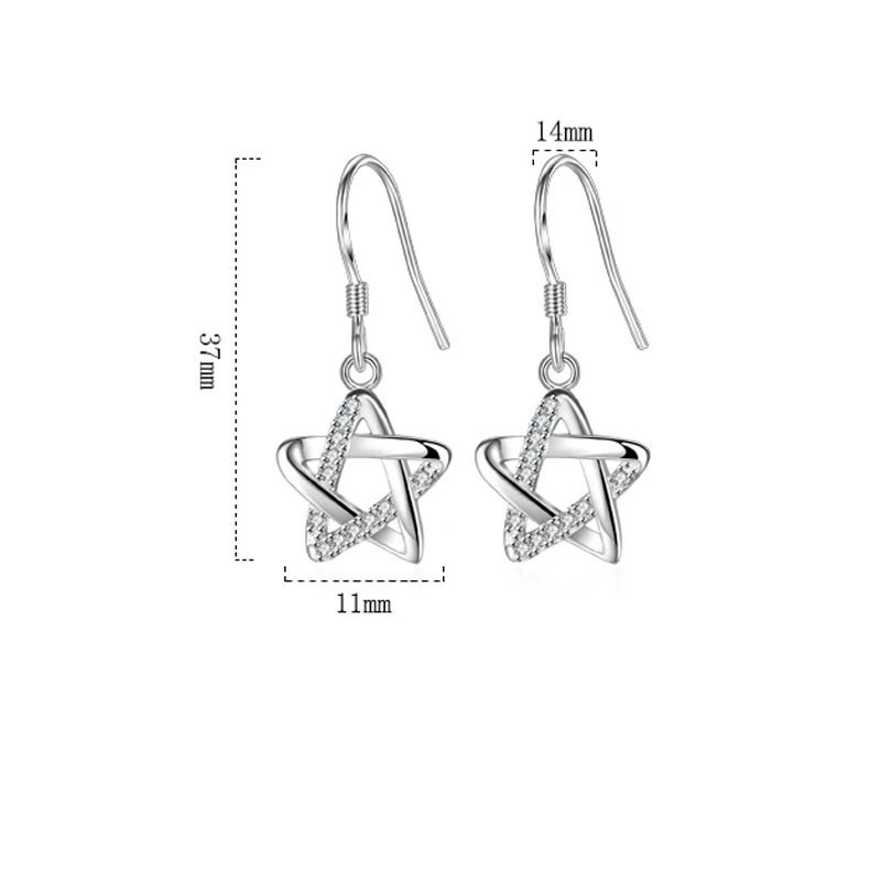 cubic zirconia five star earrings jewelry (3)