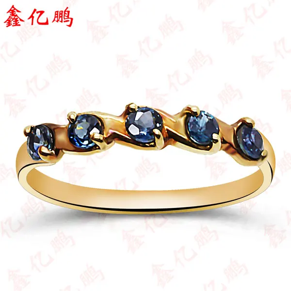 18 k gold inlaid natural sapphire ring