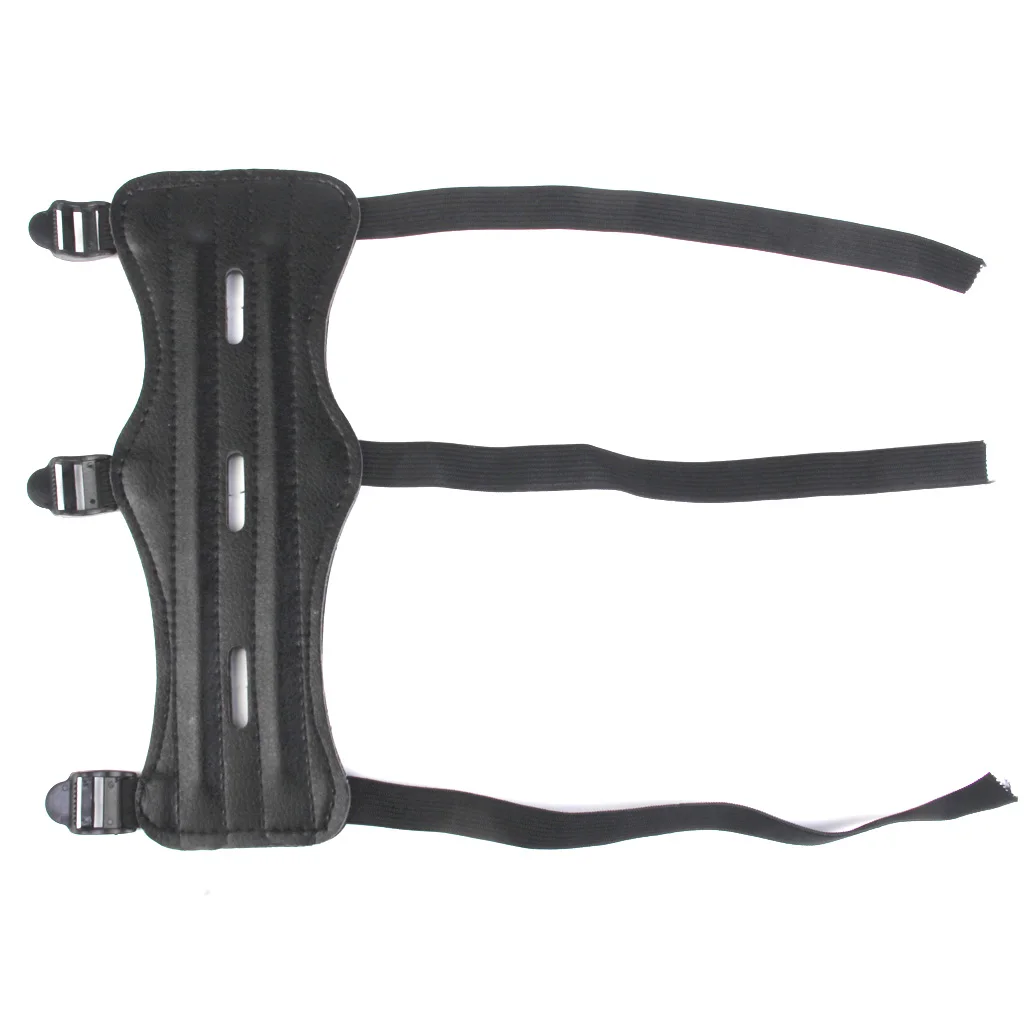 1pcs Safety Arm Sleeve 3 Strap Arm Guard Protective Leather Archery Armband Safety Sleeve Outdoor Shooting Hunting Accessories