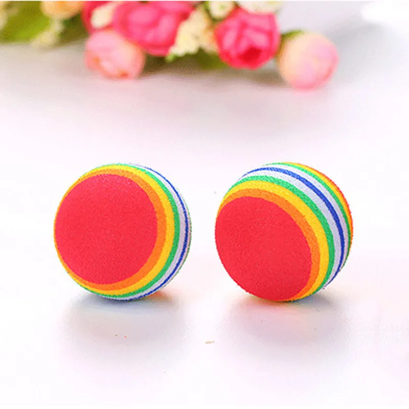 1Pcs Rainbow 3.5cm Cat Toys for Small Cats Interactive Play Chewing Training Pet Supplies Pet Toys Dog Ball Dog Chew Toys