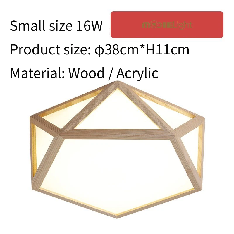 Mooielight Creative Wood Geometric LED Ceiling Lamps modern living room bedroom aisle ceiling light, Indoor Lighting Fixture - Цвет корпуса: Dia 38cm