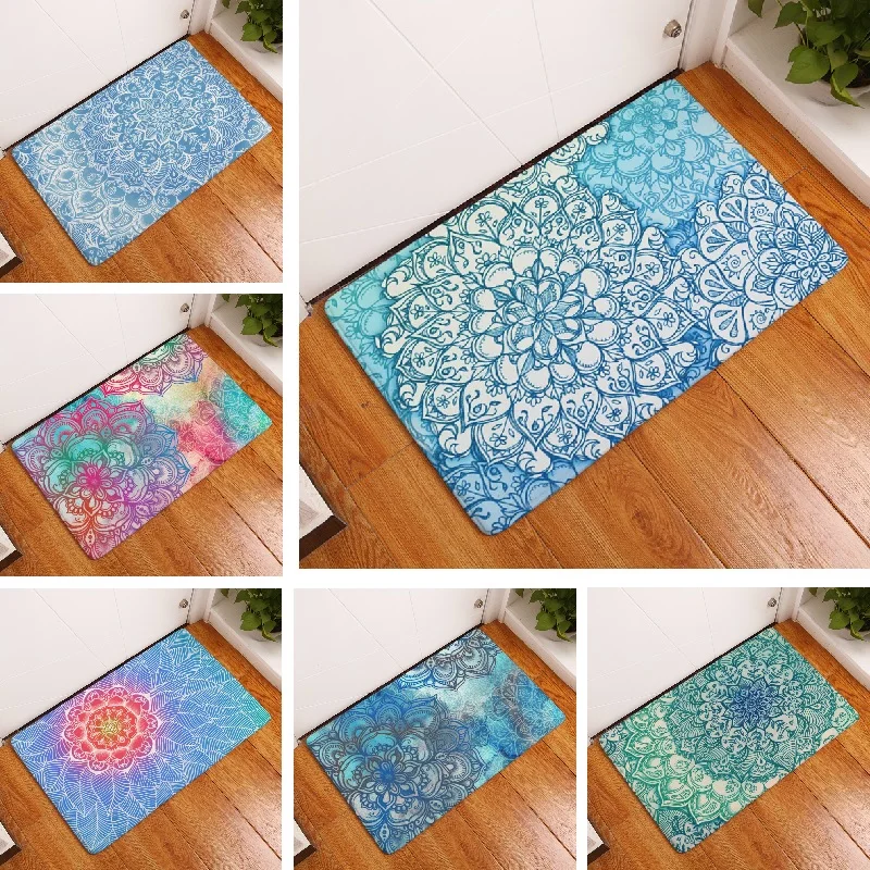 Bath Mat Mandala Carpet 40x60cm Flower Printed Floor Mat Absorbent Bathroom Mat Toilet Kitchen Rugs Home Decoration Wholesale