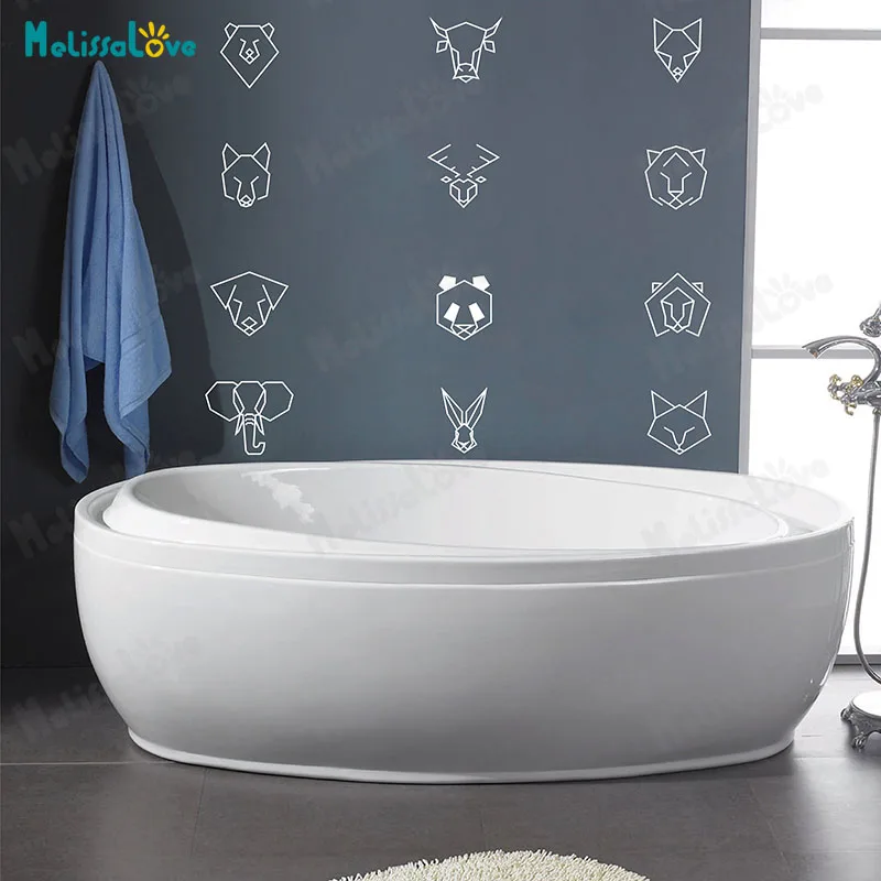 12 قطعة/المجموعة هندسية ديكور الفينيل جدار ملصقا ل غرفة الحضانة الحيوان الشارات ورق حائط لحجرة النوم JW594