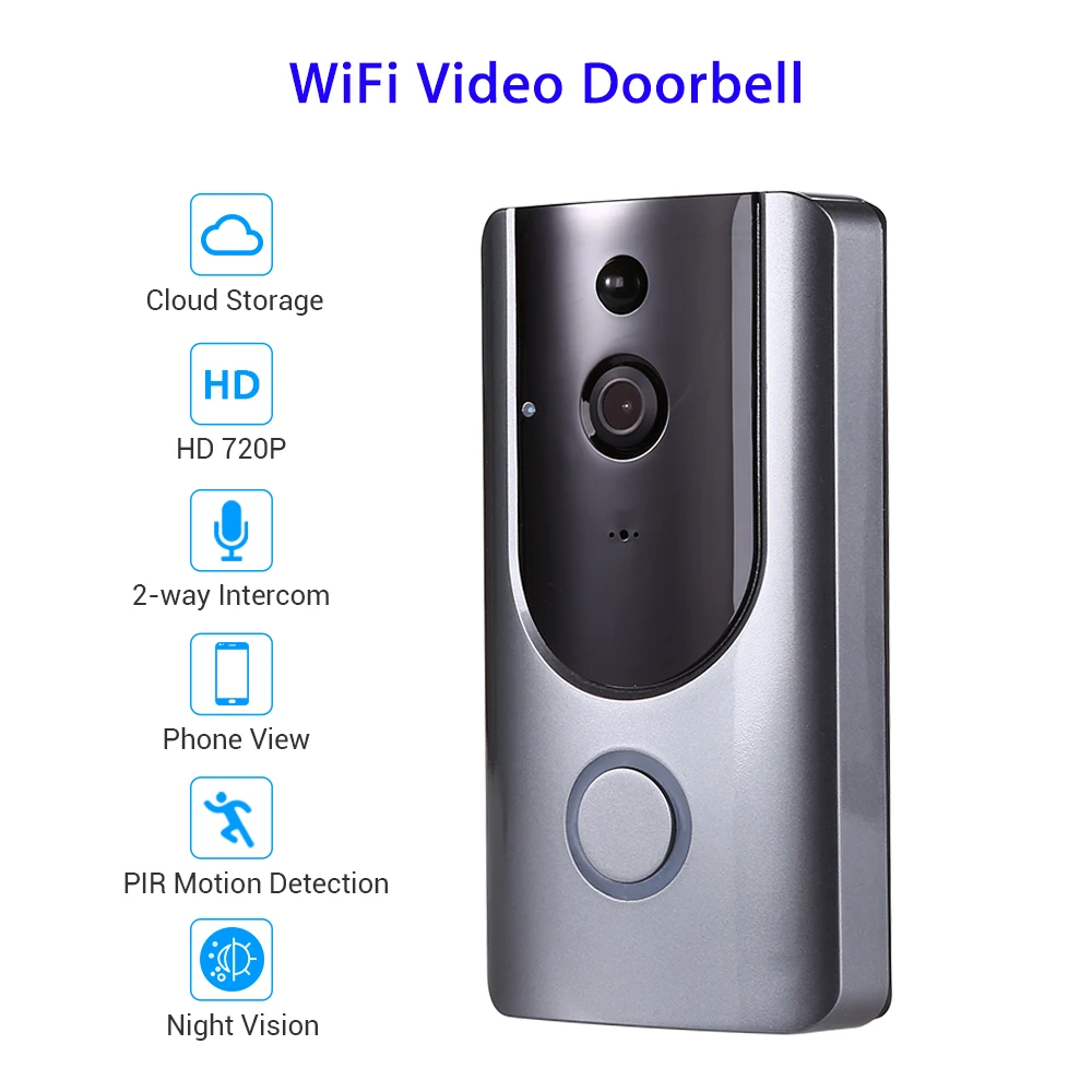

WiFi Smart Doorbell Camera Lens IP Video Intercom Two-Way Audio Night Vision PIR Motion Detection Home security Doorbell Eyes