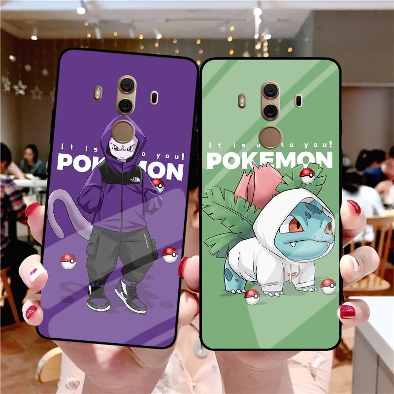 

Cartoon Pocket Monsters Pokemons Pikachue mirror case For huawei mate8 9 10 10pro soft Silicone shell black popular Phone Case