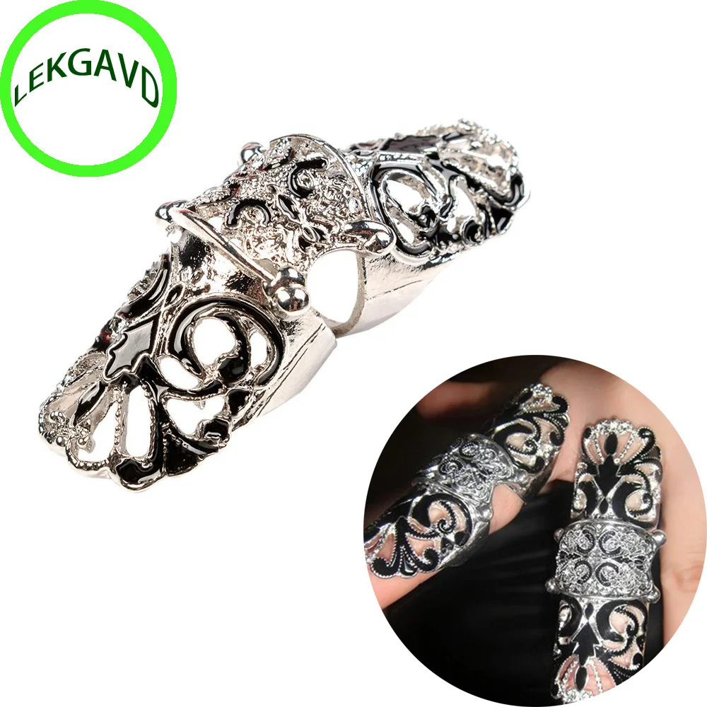 

Actual Fine Punk Rock Enamel Full Nail Tips Finger Armor Joint Knuckle Hollow Rings