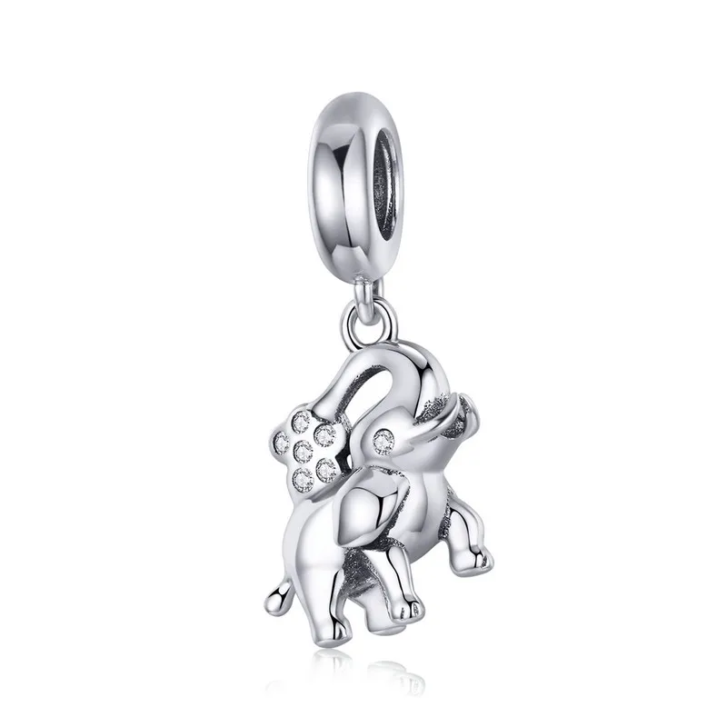 

ABAY Animal Collection 925 Sterling Silver Happy Elephant Animal Pendant Charms fit Original Pandora Bracelet Beads Jewelry Gift