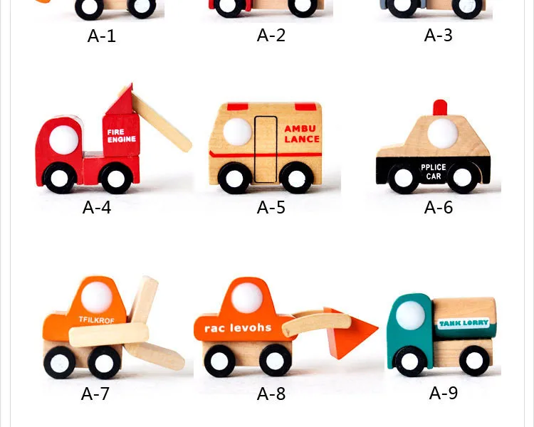 12pcslot Wooden Car Educational Toys Baby Kids Boy Toys Wheel Rotatable Cars Models Toys Simulate Mini Automobiles for Children (2)