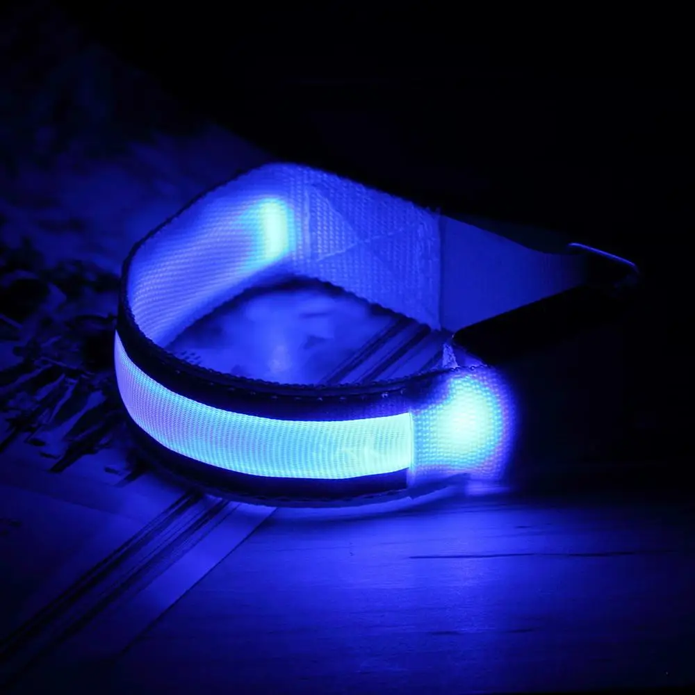 New Arm Warmer Belt Bike LED Armband LED Safety Sports Reflective Belt Strap Snap Wrap Arm Band Armband free shipping Hot - Цвет: Blue