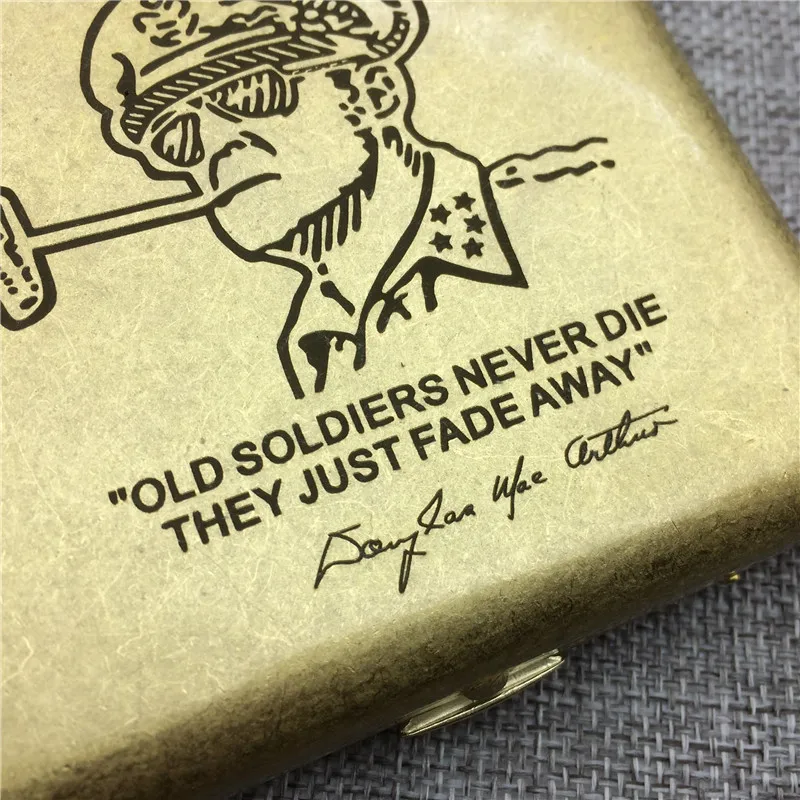 Мировая война 2 MacArthur медный футляр для сигарет мужские металлические сигареты коробки лазерная гравировка навсегда хранения дыма коробка