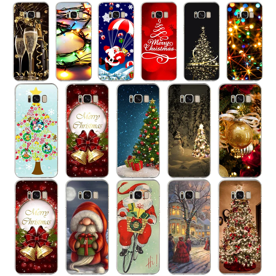 

46G Happy New Year Merry Christmas Snowman Santa Soft TPU Silicone Cover Case for samsung Galaxy s6 s6 edge s8 s9 plus case