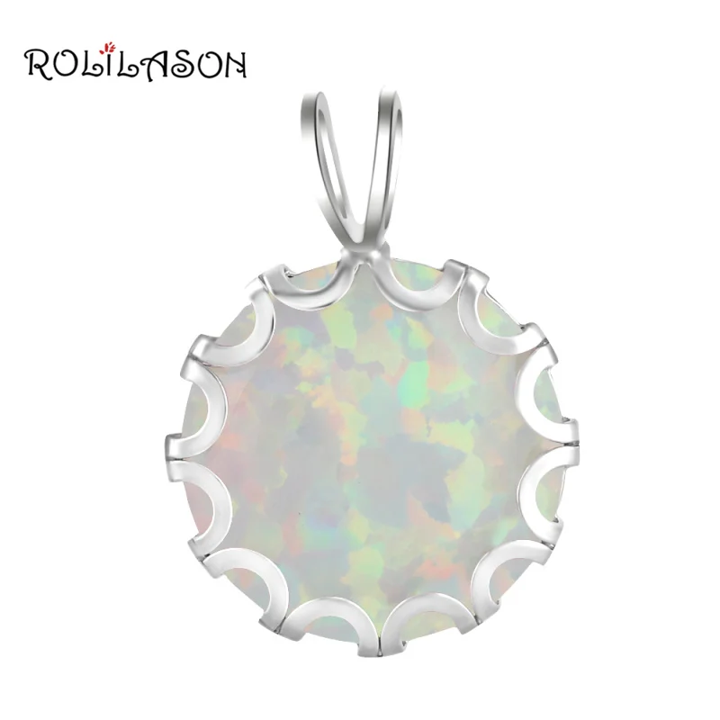 

Popular Round shape design White Fire Opal Silver Stamped fashion Pendants for women Anniversary Fashion jewelry OP487