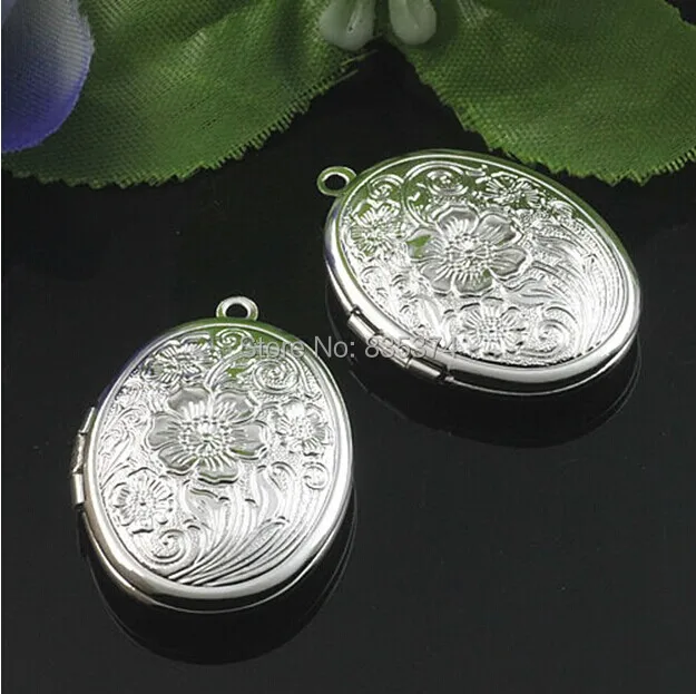 

100pcs Wholesale SILVER Plated 23*29mm Oval PHOTO LOCKET Blank for Necklace Pendant & Charm DIY Necklace Jewelry Making