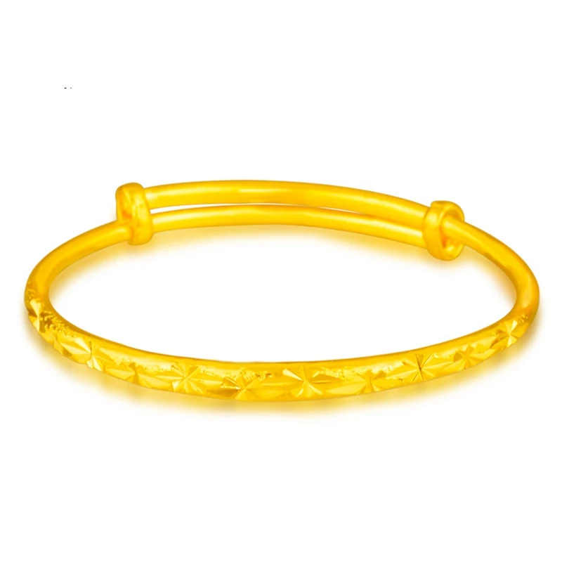 

Classic Children's Bangle Yellow Gold Filled Star Carved Kids Adjustable Bangle Bracelet 50mm