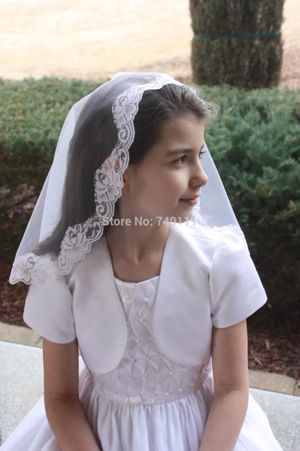 New Girls White First Communion Veil Flower Girl Child Veils Mantilla