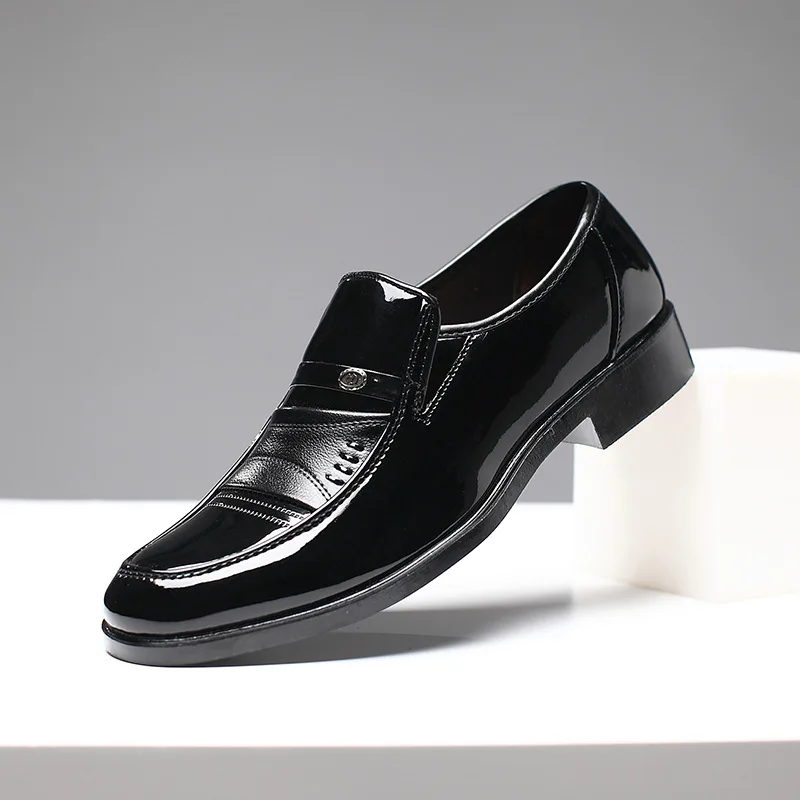 

Luxury brand PU Leather Fashion Men Business Dress Loafers Pointy Black Shoes Oxford Breathable Formal Wedding Shoes 2018 new
