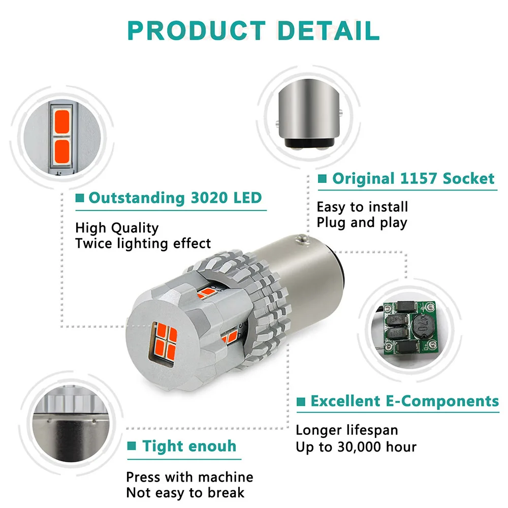 2x P21/5 Вт светодиодный красный BAY15D 1157 светодиодный автомобильный светильник светодиодный лампы 1157 P21/5 W Задние Стоп сигнал обратного DRL светильник 12V 3020 12 светодиодный SMD