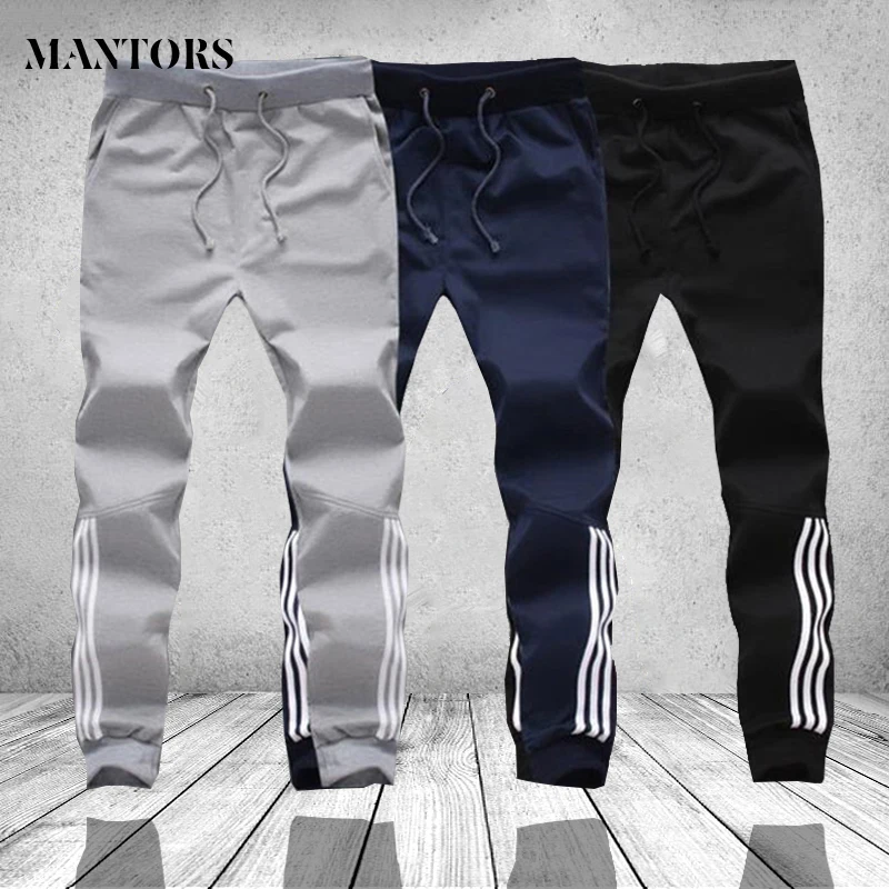 

Men Casual Pants Fitness Striped Joggers Mens Black Darkblue Grey Elastic Waist Striped Male Trousers Sweatpants Plus size 5XL