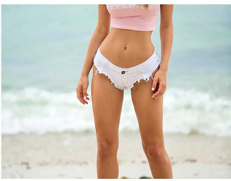 Для женщин пикантные летние пляжные мини-джинсы, Шорты Booty клуб супер джинсовые шорты плотно стринги строку деталь Соблазнительные шорты