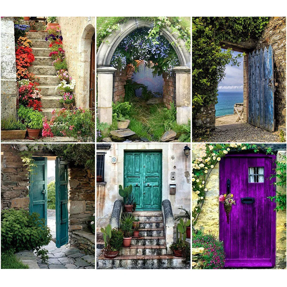 

100% Full 5D Diy Daimond Painting "Landscape The Door" 3D Diamond Painting Round Rhinestones Diamant Painting Embroidery Scenery