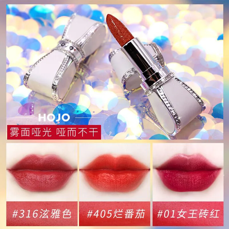 HOJO Diamonds Bow light on the water velvet Lipstick Foggy surface Matte light Abundant Moist Exquisite Lasting lip makeup