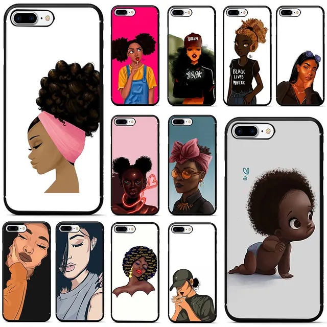 Queen Afro Melanin Poppin black girl Soft TPU Phone Case for iPhone 5