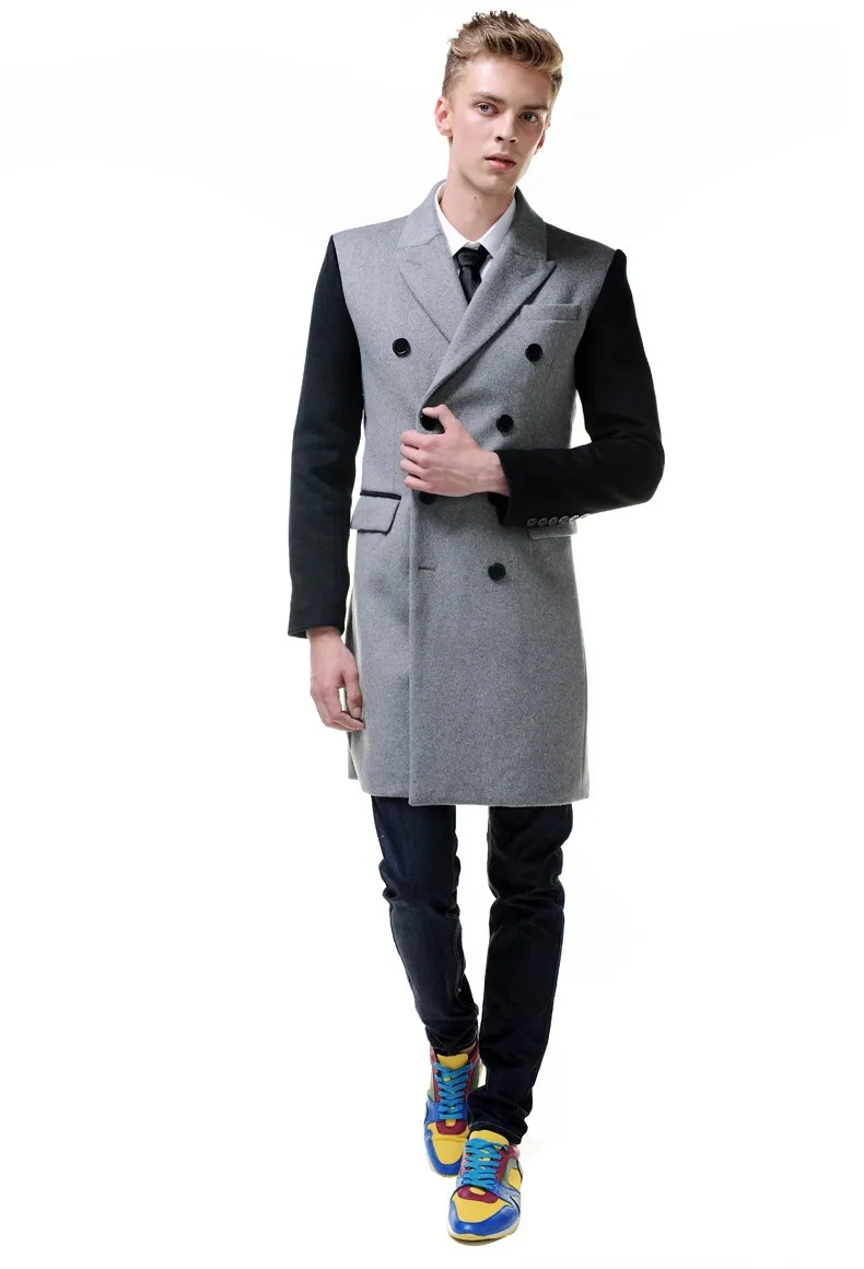 URSMART новое поступление в английском стиле двубортное пальто Мужское пальто для делового человека куртка