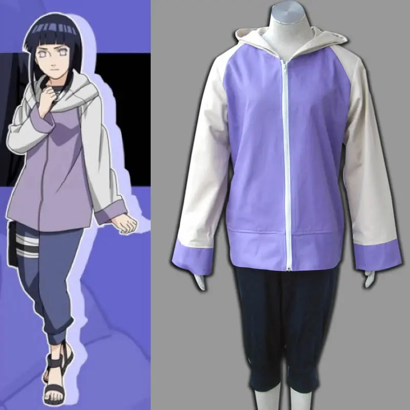 Anime Naruto Shippuden Hinata Hyuga 2 Generation Full Set Combo Cosplay Costume Sportswear NARUTO Sweatshirts and Pants+Wig