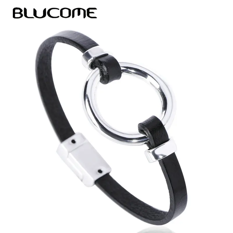 Женские кожаные браслеты Blucome круглые в стиле панк бижутерия для вечеринок и