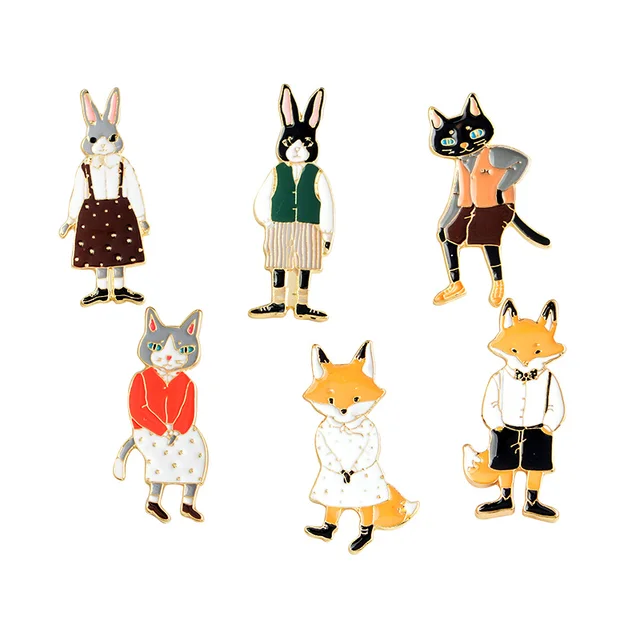 Miss Zoe 4~14pcs/set Cartoon enamel pins set Fairy tale Brooches Denim coat backpack Lapel Pin Badge Cute Animal Jewelry Gift set4