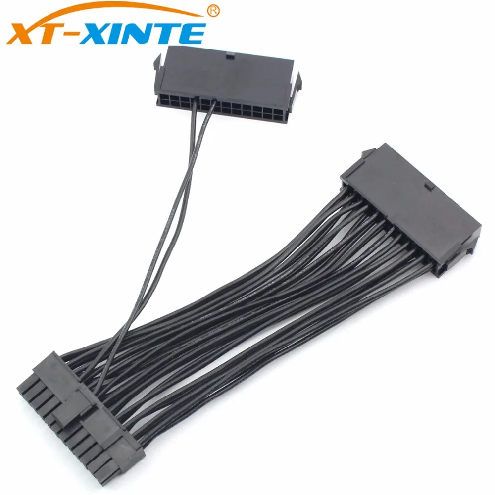 24Pin ATX Dual PSU Power Supply Extension Cable 30cm/15cm Adaptor Connector for Computer Mining Starting Line 24Pin 20+4pin