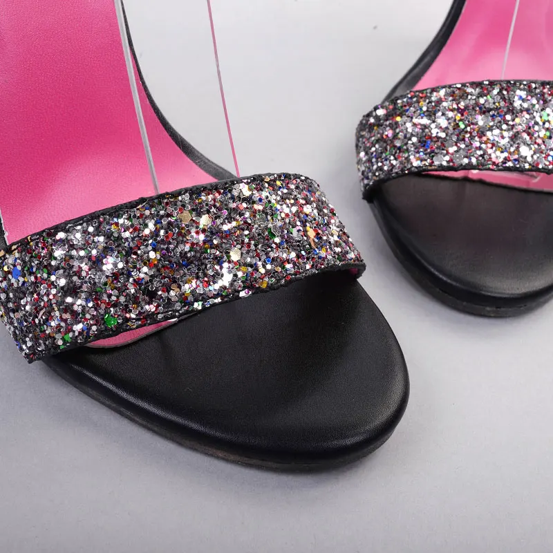 DiJiGirls/женские босоножки с украшением в виде милых ушек, украшенные блестками; женские Вечерние туфли на высоком каблуке-шпильке с ремешком; Клубная обувь; свадебные туфли
