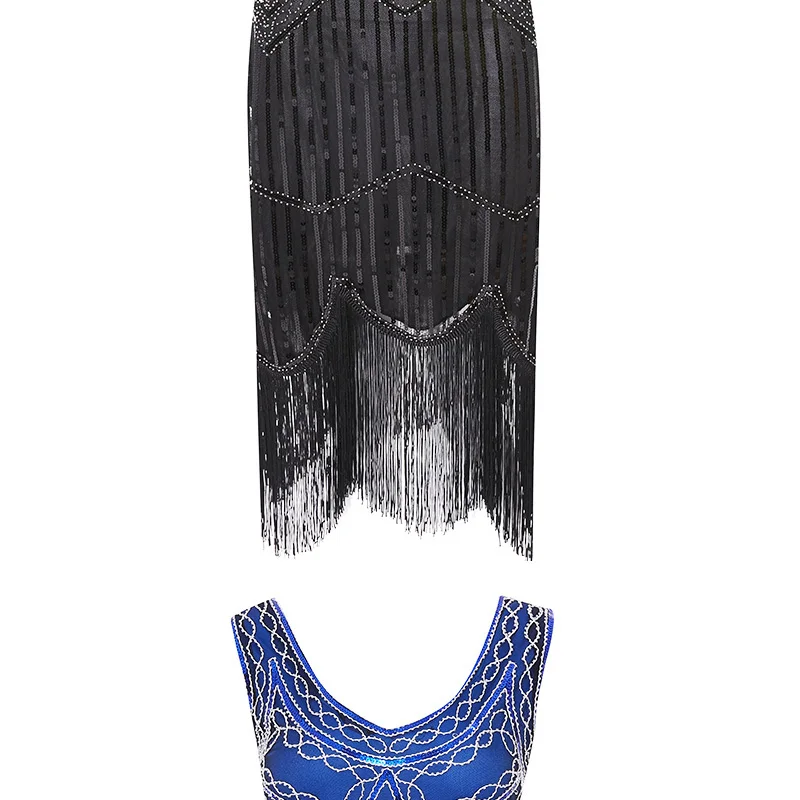 Женское вечернее платье Robe Femme S 1920 S Great Gatsby Flapper Sequin Fringe Midi платье Vestido летнее арт-деко Ретро новое платье