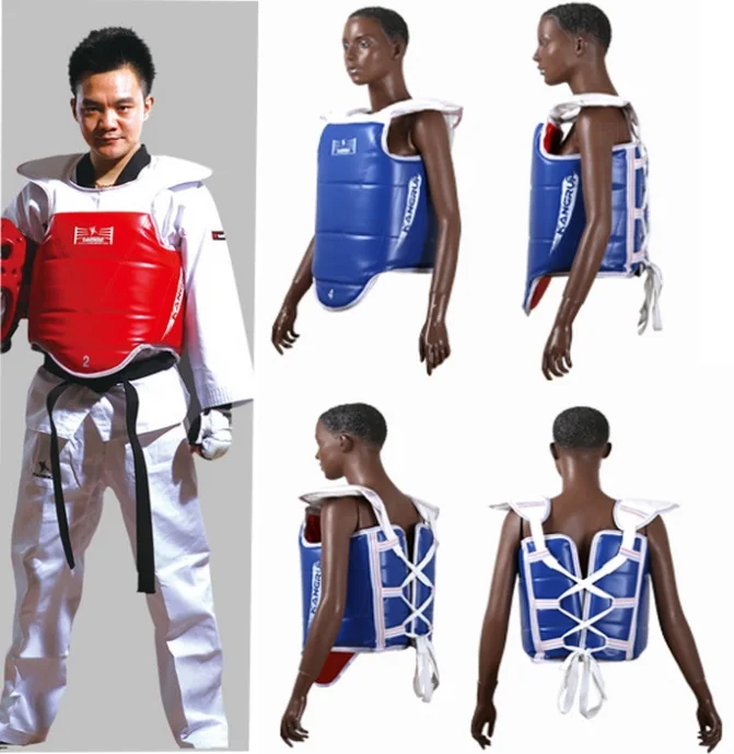 

Top grade pu leather MMA chest guard blue Red artificial leather men women taekwondo kick boxing fighting chest protector