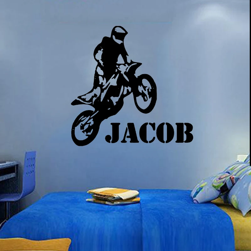 "Custom Name Vinyl Decals Motorbike Motocross Wall Decal Wall Sticker