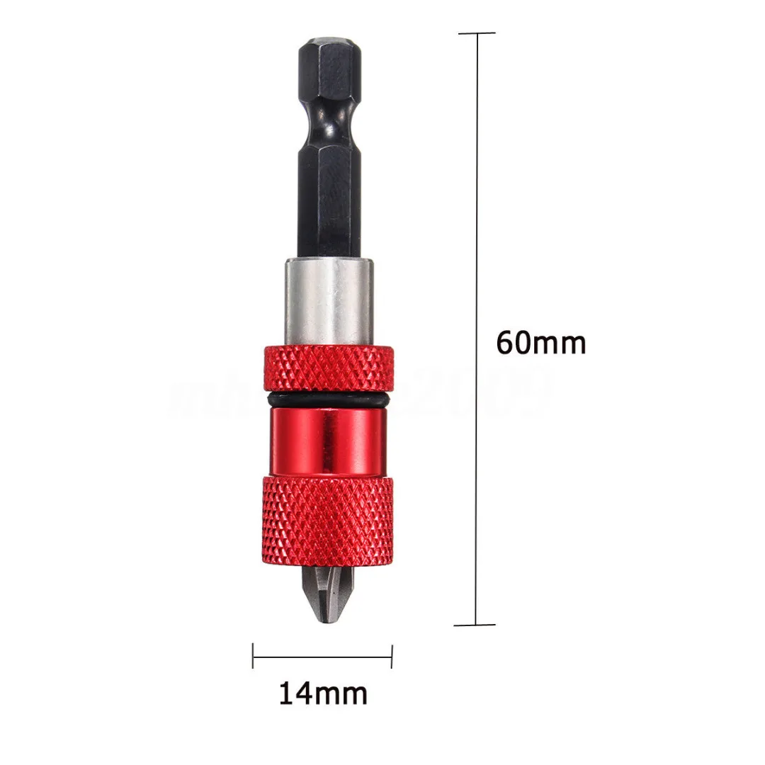 Adjustable 1/4'' Hex Screw Depth Bit Holder Driver Magnetic Tip Home Hand Tool Blue/Red