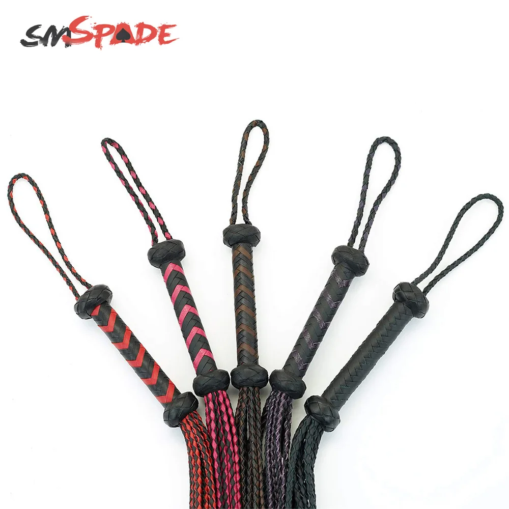 Черно красная плетеная рукоятка с хвостом 60 см|leather flogger|horse whipwhip whipping |