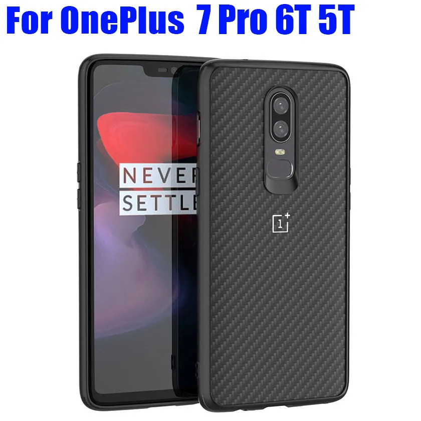 cheap Case For Oneplus 7 Pro 6 5T Fashion Carbon Fiber Style TPU + PC Shockproof Cover For OnePlus 5 6 OP02